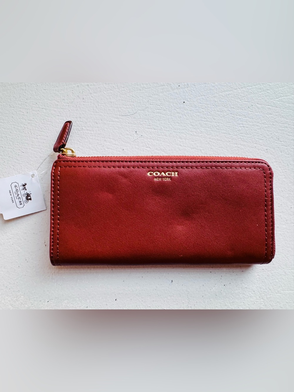 COACH New York Rust Leather Zip Wallet